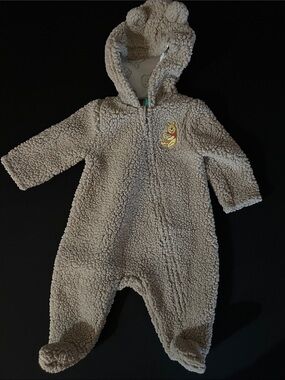 Disney Tan Sherpa Footed One-Piece with Winnie the Pooh Patch